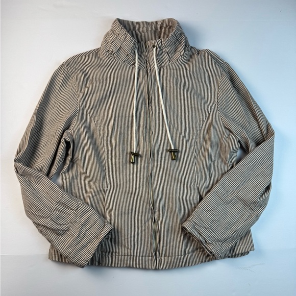 dressbarn Jackets & Blazers - Women Full Zip Dressbarn Beige Striped Utility Jacket size Large